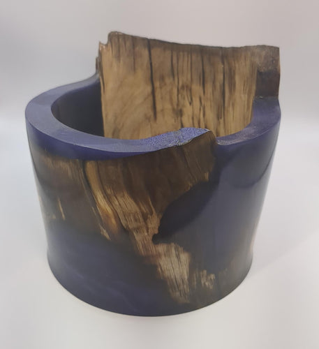 Live Edge Spalted Maple Bowl with Purple Resin