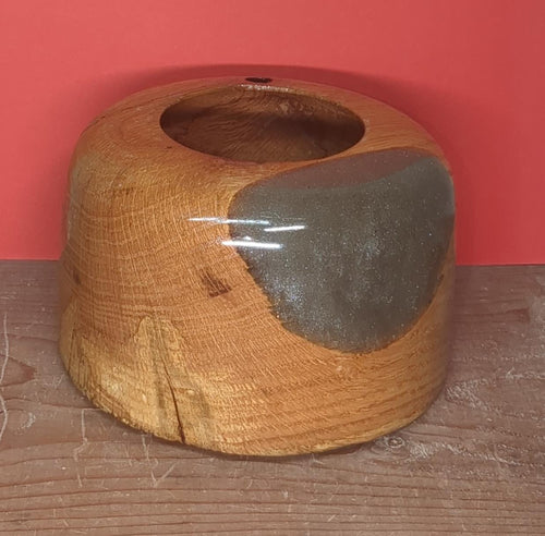 Oak Hollow form with blue resin