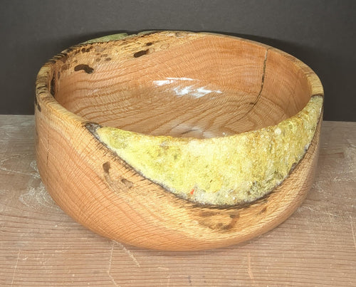 Oak Bowl with Yellow Resin